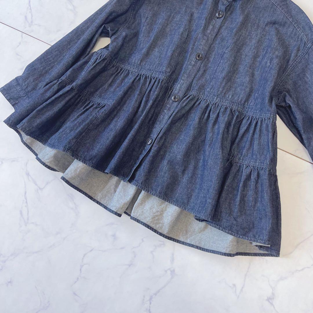 【美品】BEARDSLEYデニム フリル ティアード ブラウス インディゴ