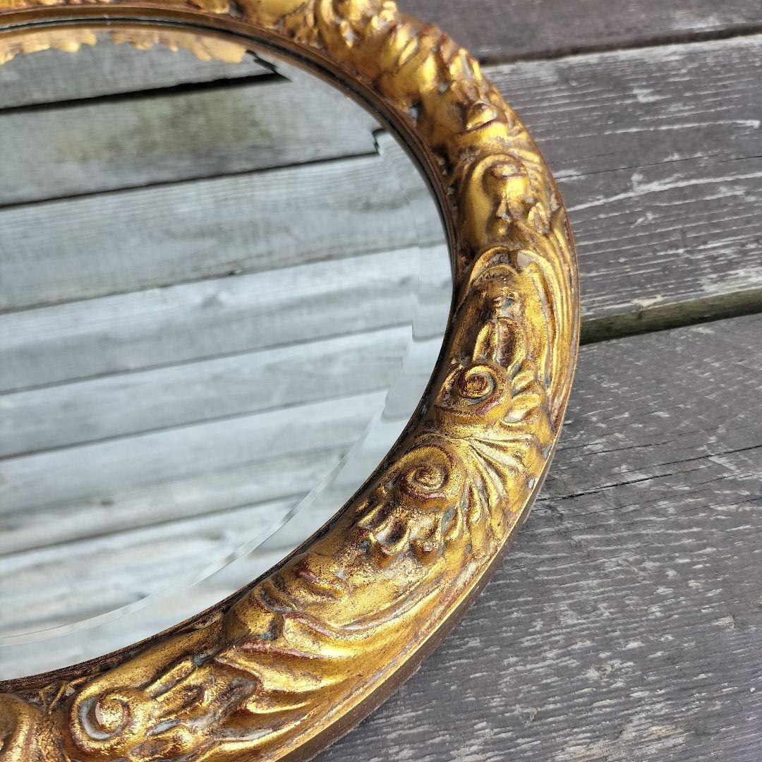 M♦フランス製 アンティーク ミラー 鏡 ラウンドミラー 壁掛け