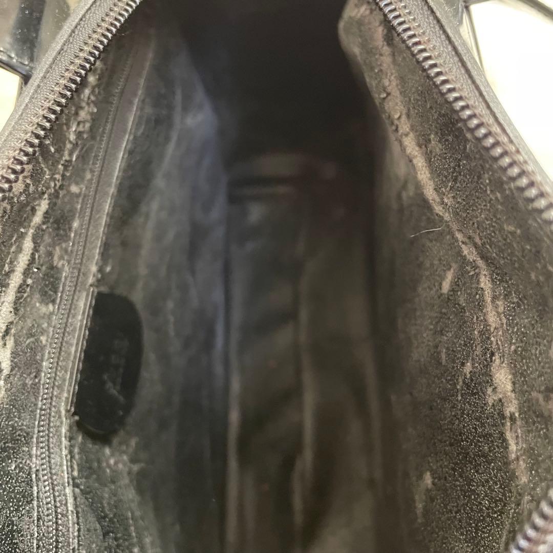 GUCCI ショルダーバッグ エナメル インターロッキングG ブラック 2way