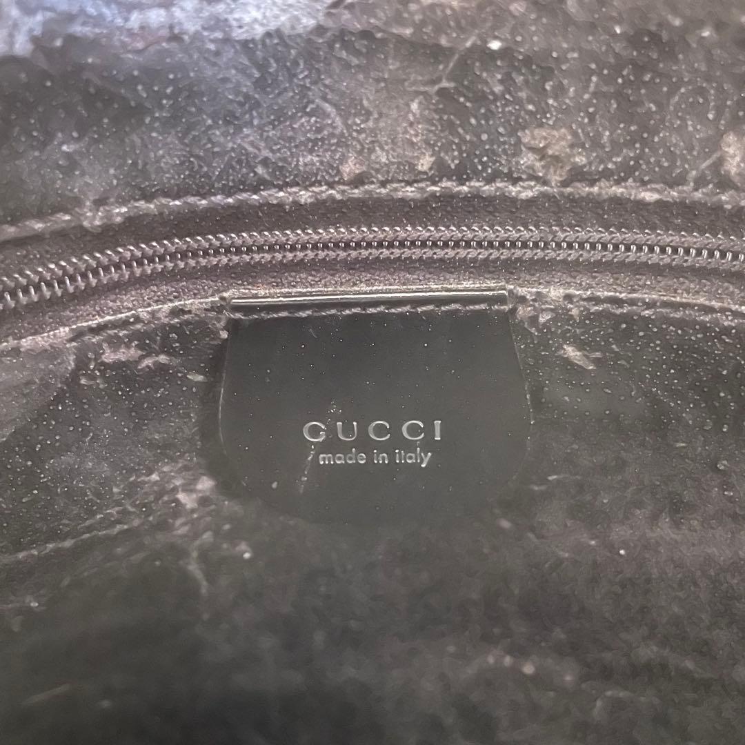 GUCCI ショルダーバッグ エナメル インターロッキングG ブラック 2way