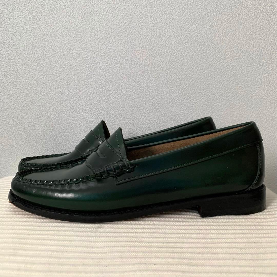 ✨美品 G.H.BASS 24.5㎝ グリーン ローファー 革靴 ビジネス 通学