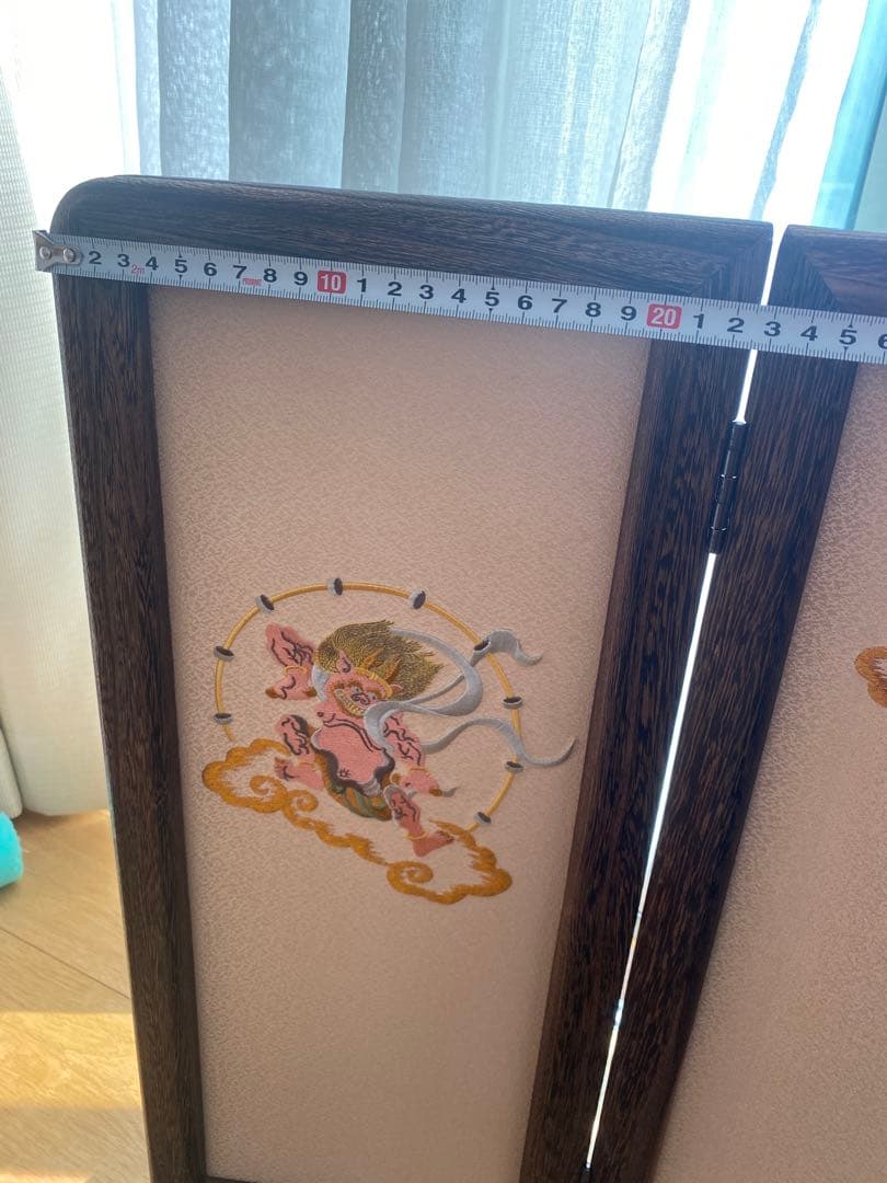 刺繍三つ折り焼桐屏風　飾台　セット　五月人形　子供の日