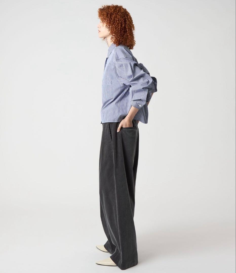 本日限定価格＜6(ROKU)＞コットン ストライプ クロップド シャツ　25aw