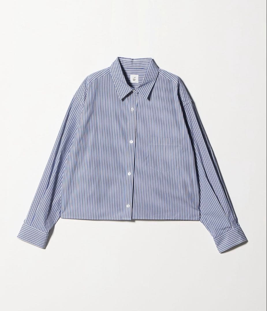 本日限定価格＜6(ROKU)＞コットン ストライプ クロップド シャツ　25aw