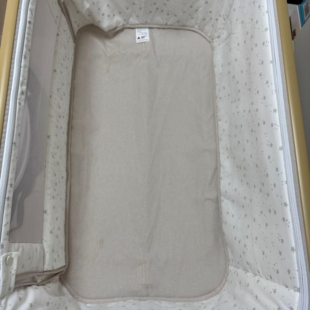 HZDMJ ベビーベッド　カーキ(ベージュ) 防水シーツセット