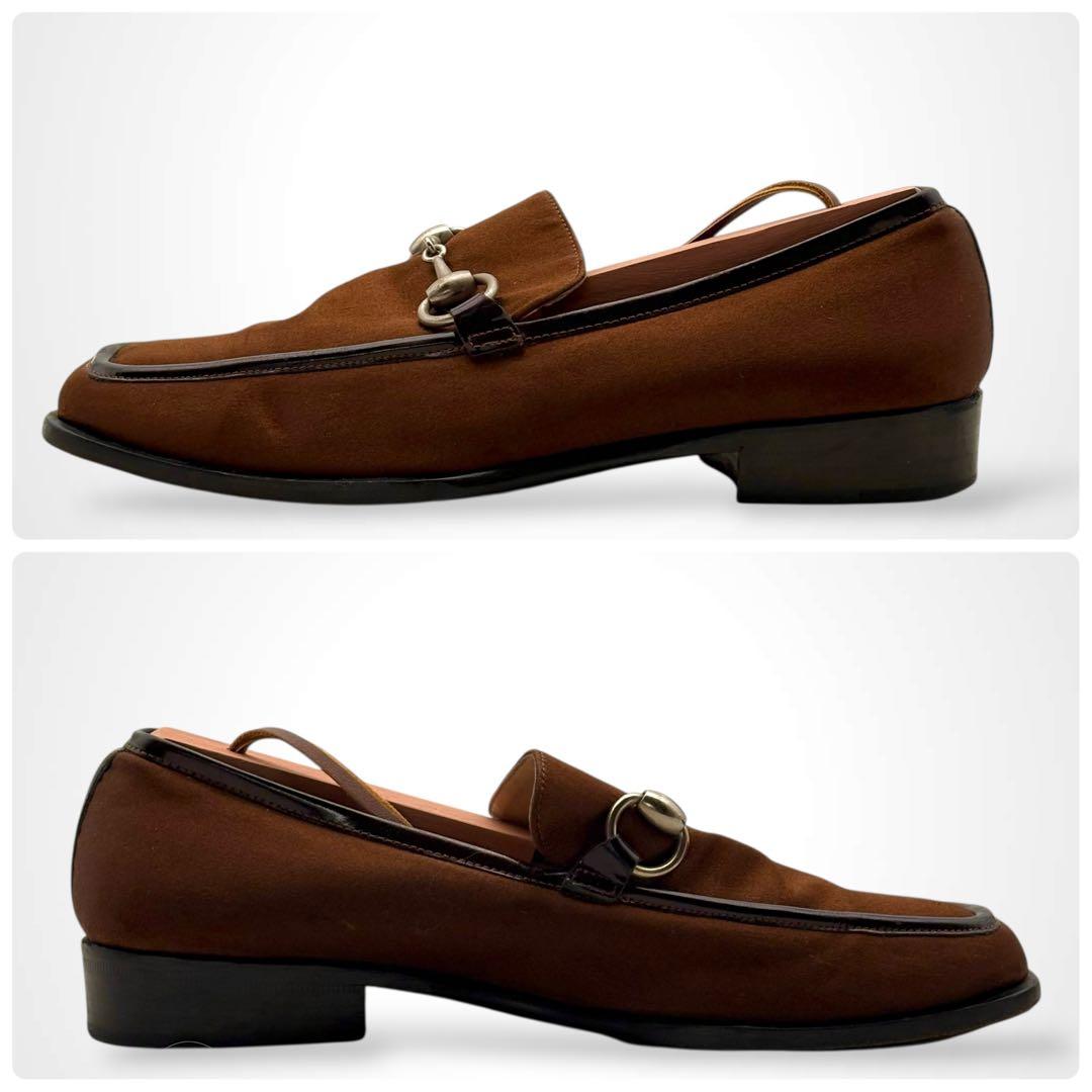 希少✨GUCCI グッチ ホースビット ローファー サテン ブラウン 6 1/2