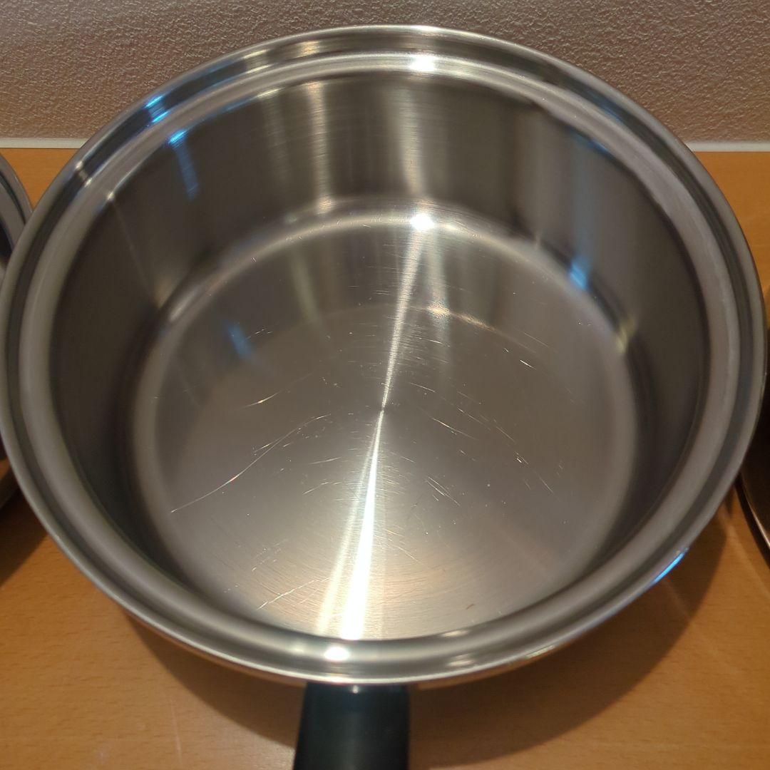 【みおんま】アムウェイ大中小ソースパン　ステンレス片手鍋3個セット