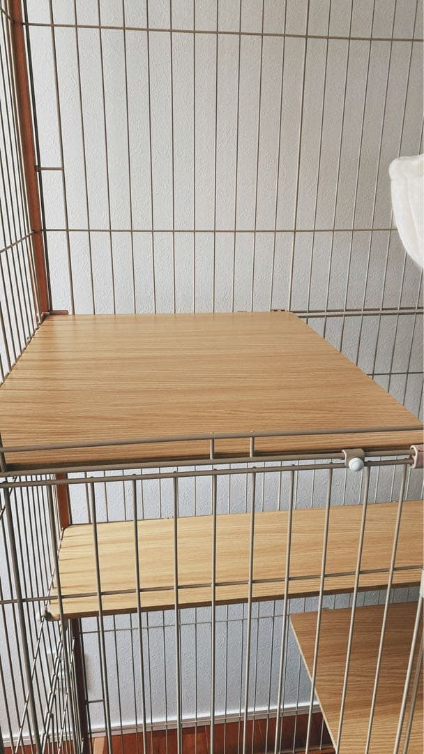【引き取り限定】BTM 猫 ケージ 木製 2〜3段 ナチュラルカラー