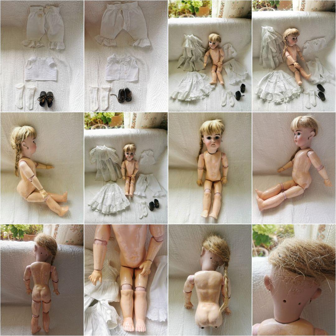 アンティーク ビスクドール シモンハルビック 動く関節 お下げ三編み髪美しい人形