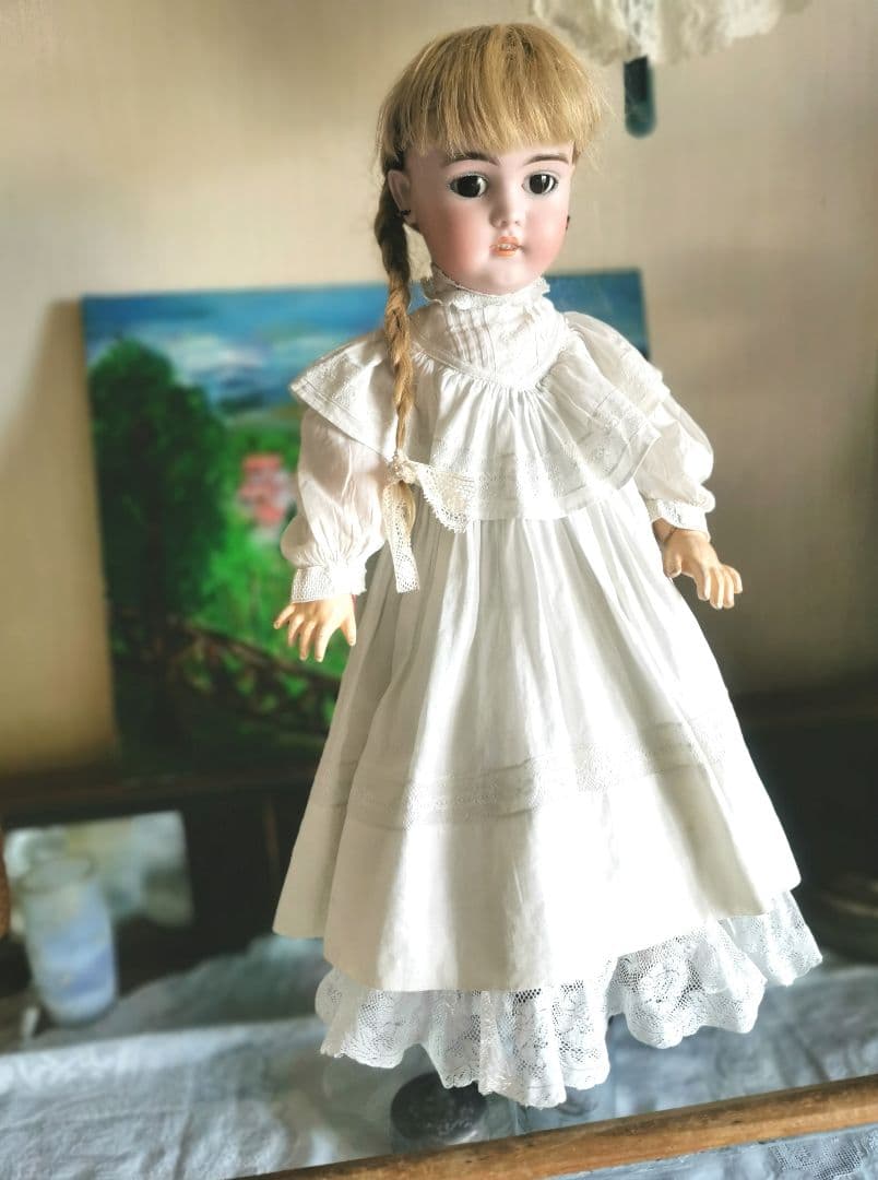 アンティーク ビスクドール シモンハルビック 動く関節 お下げ三編み髪美しい人形