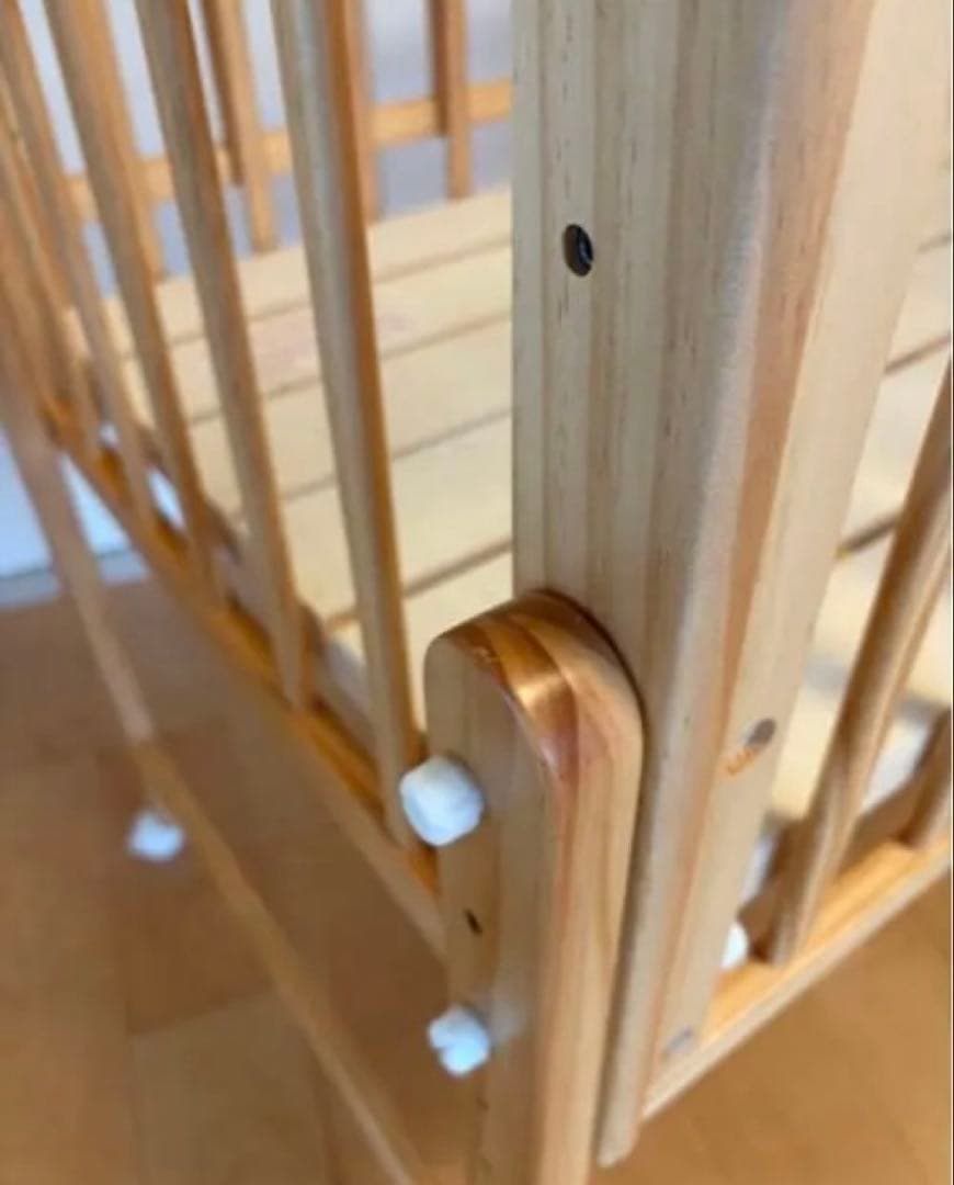 【美品】大和屋 ノモック Wオープンハイタイプ　ミニベビーベッド ナチュラル