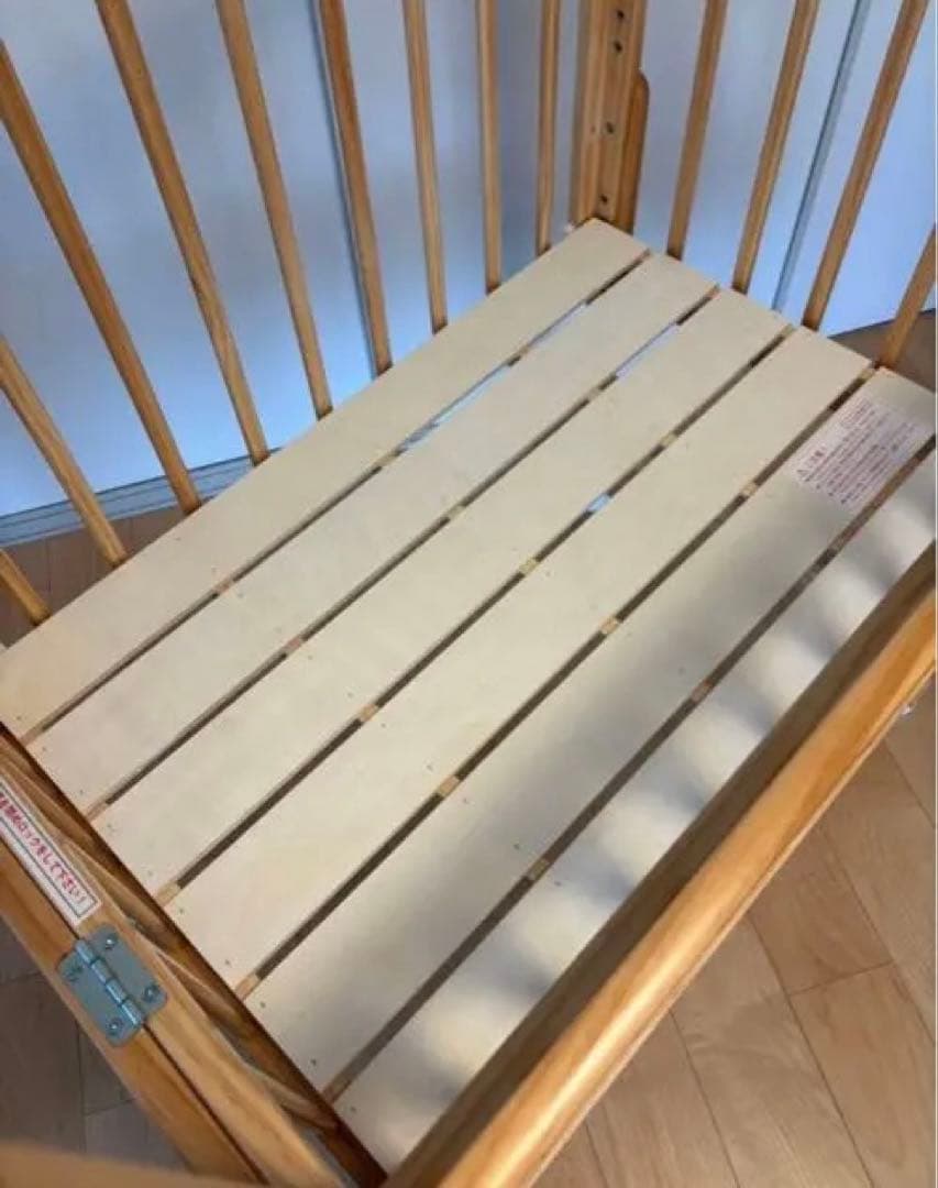 【美品】大和屋 ノモック Wオープンハイタイプ　ミニベビーベッド ナチュラル