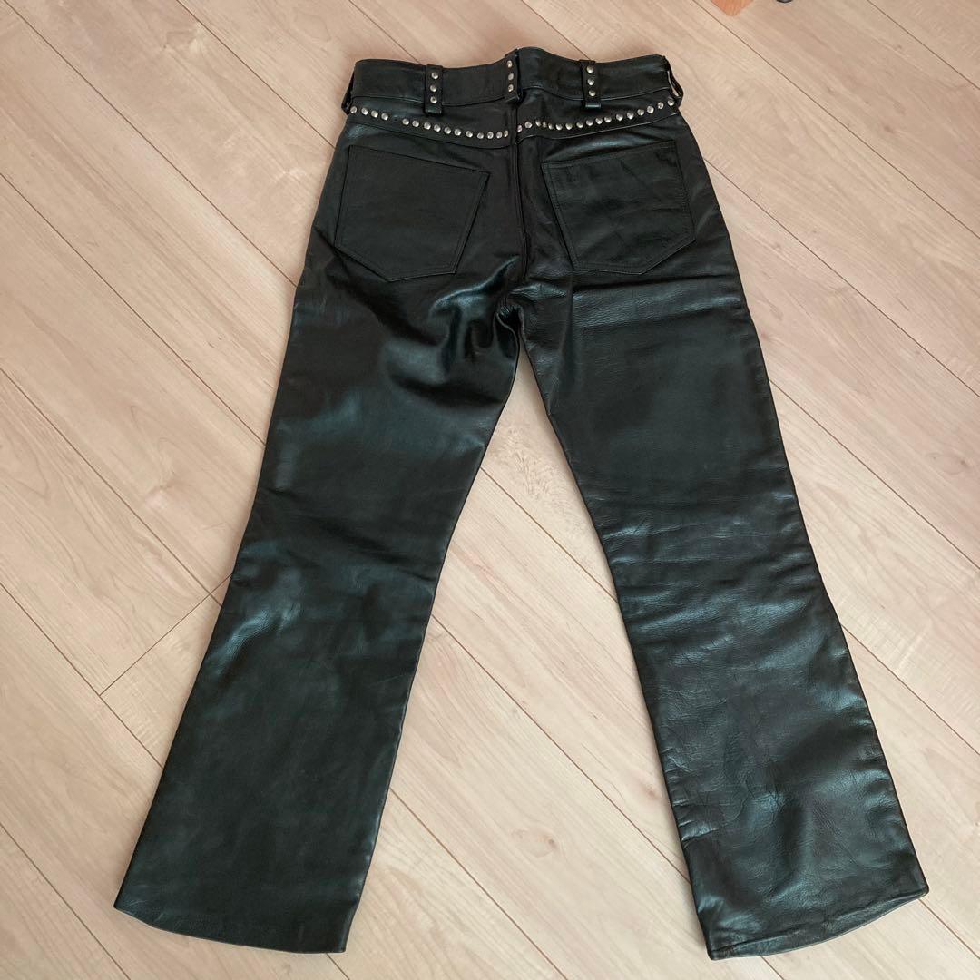 ハーレーダビッドソン　Mサイズ　スタッズ付き黒レザーパンツ