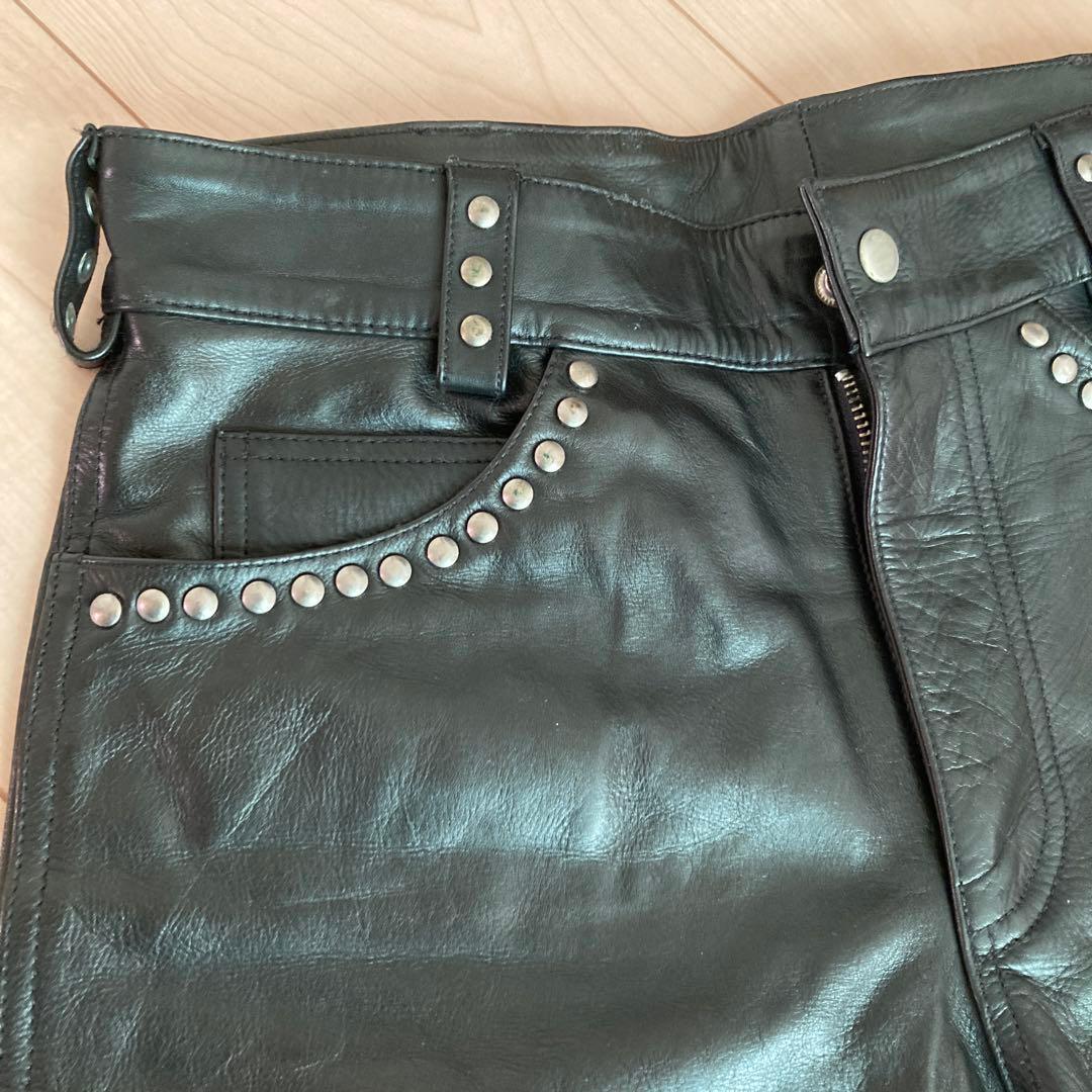ハーレーダビッドソン　Mサイズ　スタッズ付き黒レザーパンツ