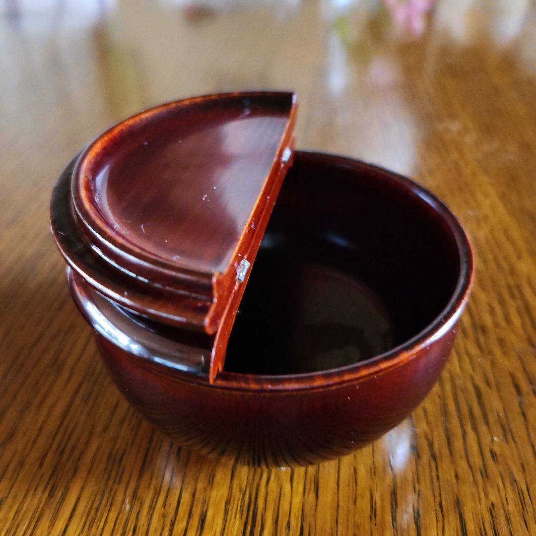 茶道具　割り蓋茶入れ　漆塗り　仕服