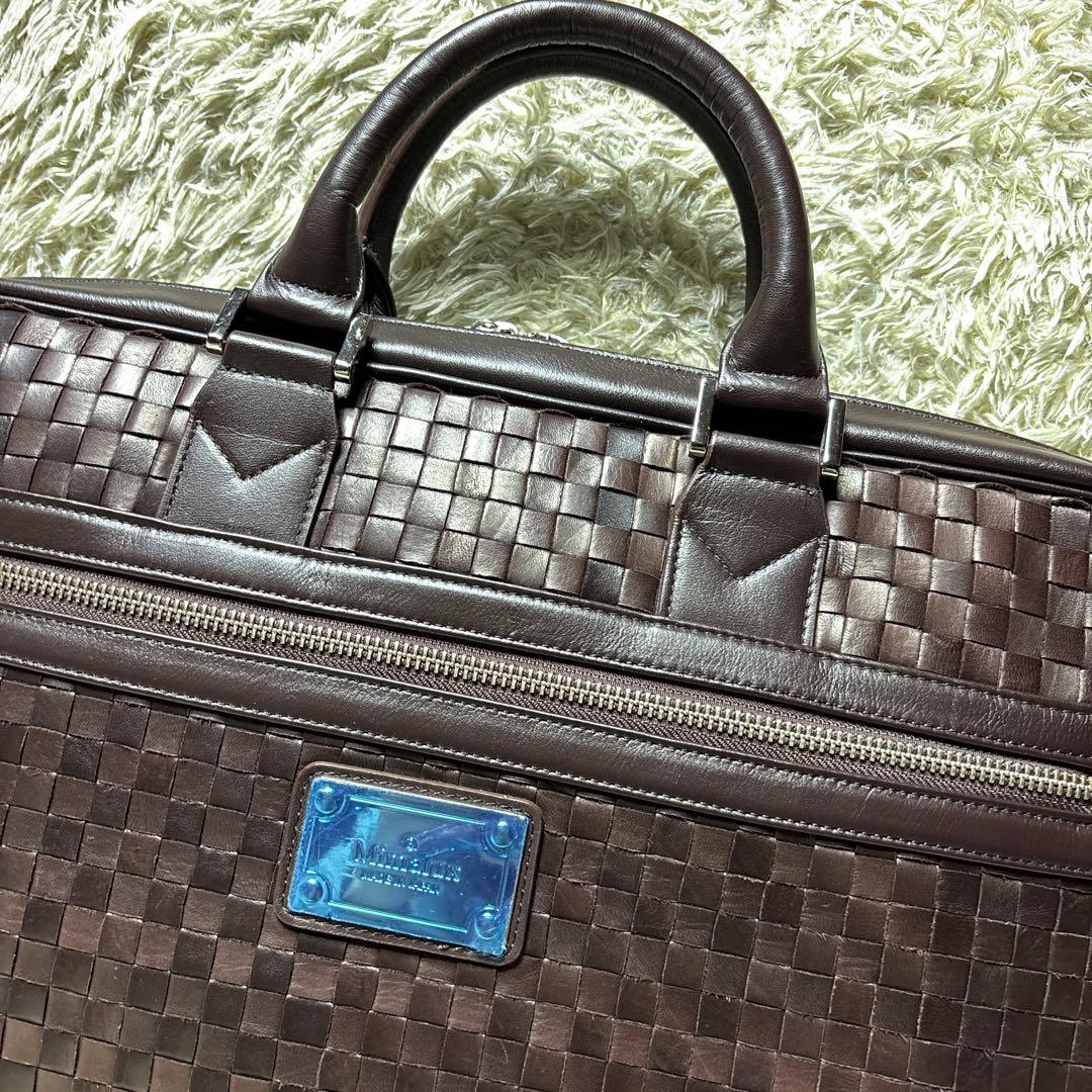 未使用 Mimalux 2way ブリーフケース 編み込み ビジネスバッグ 馬革