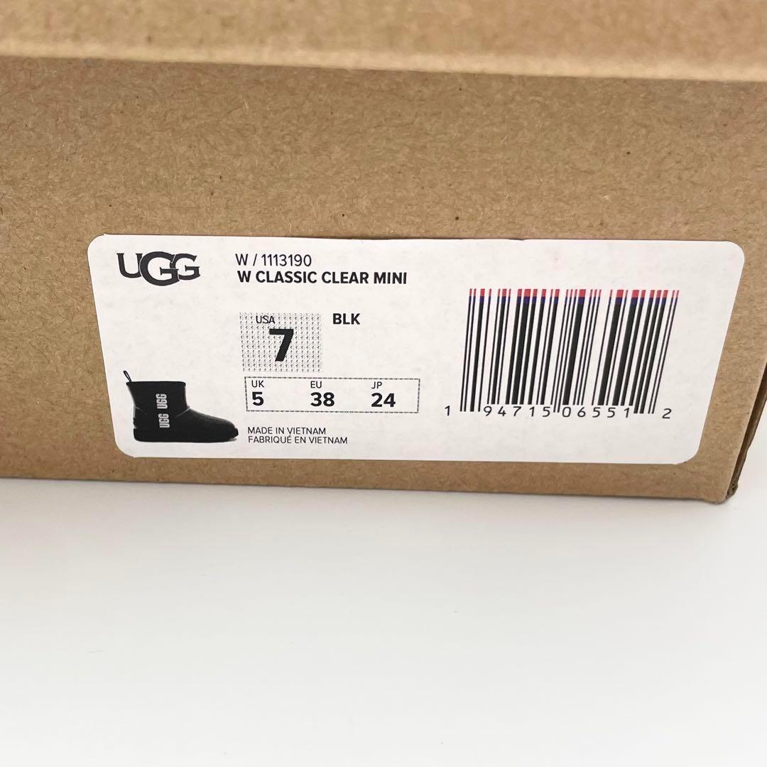 未使用・保管品★アグ　W クラシッククリアミニ　レインブーツ　黒　24cm