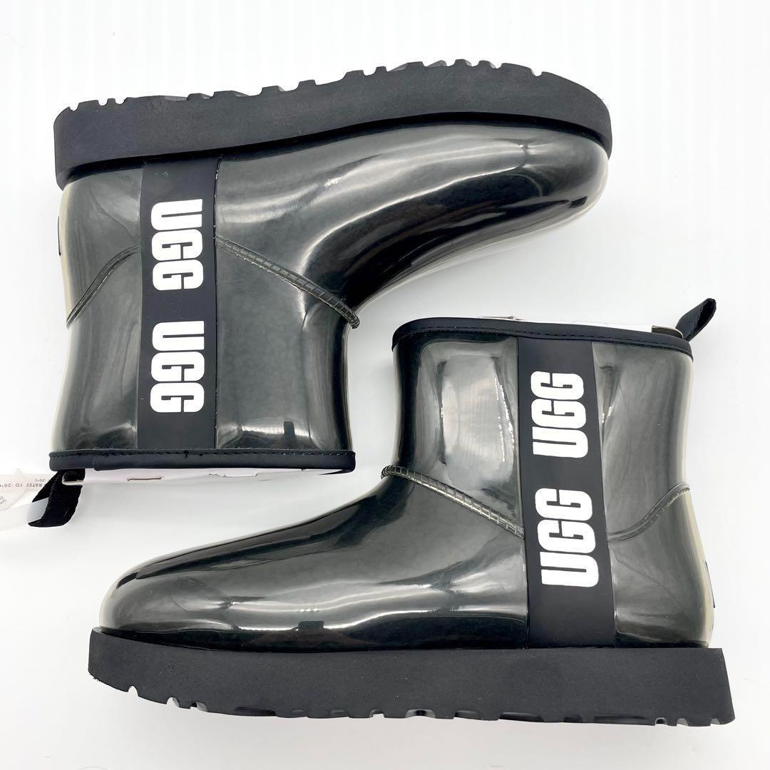未使用・保管品★アグ　W クラシッククリアミニ　レインブーツ　黒　24cm
