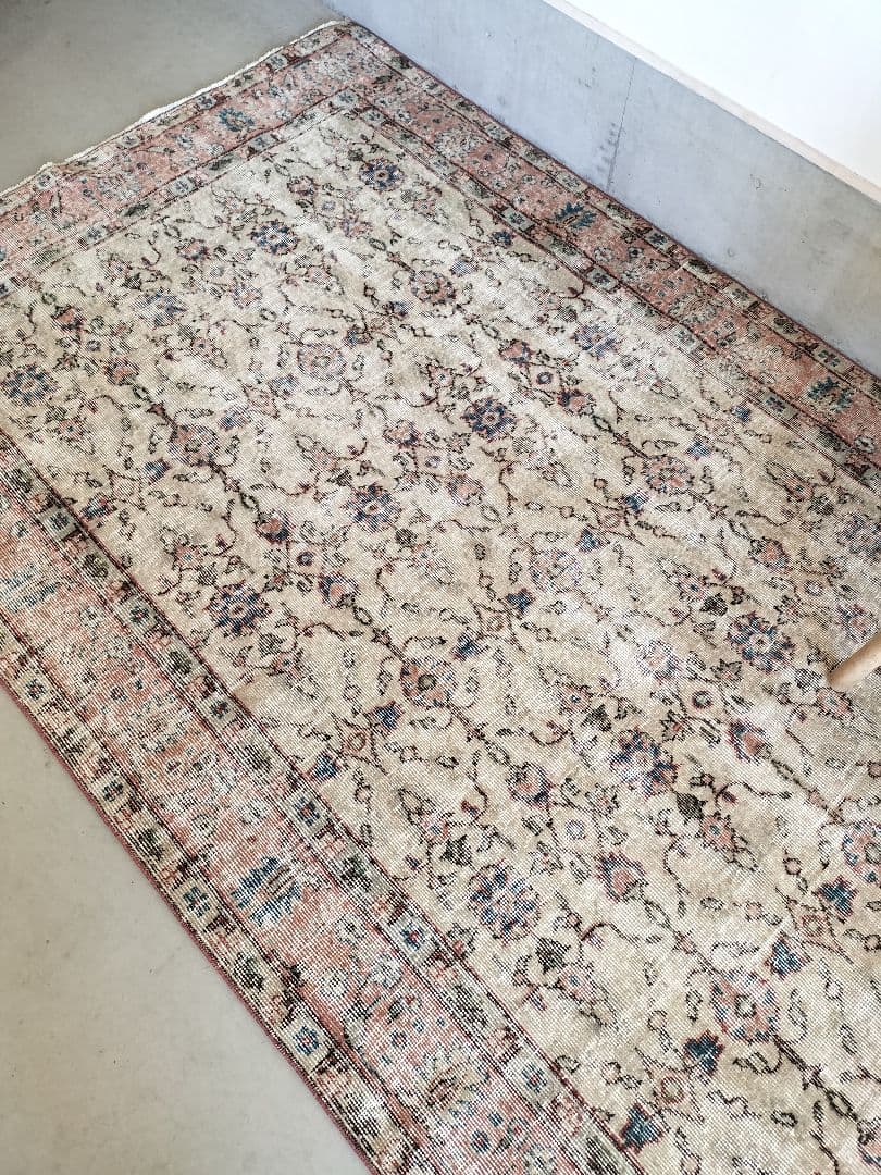 【sato】大判/暗めベージュとくすみピンクのトルコラグ　No.738