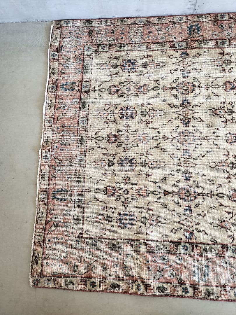 【sato】大判/暗めベージュとくすみピンクのトルコラグ　No.738