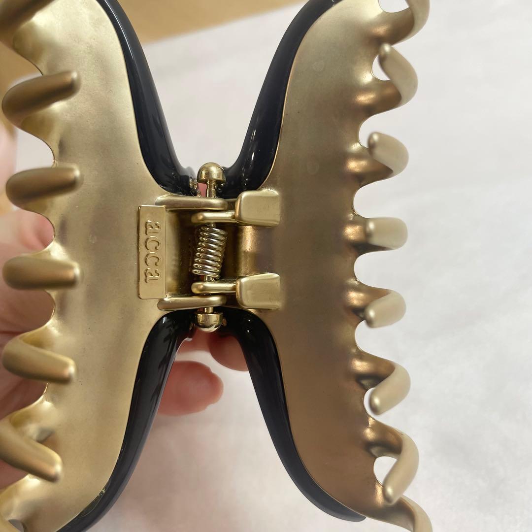 acca ヘアクリップ　ティアラクイーン ブラック/ゴールド 大 L