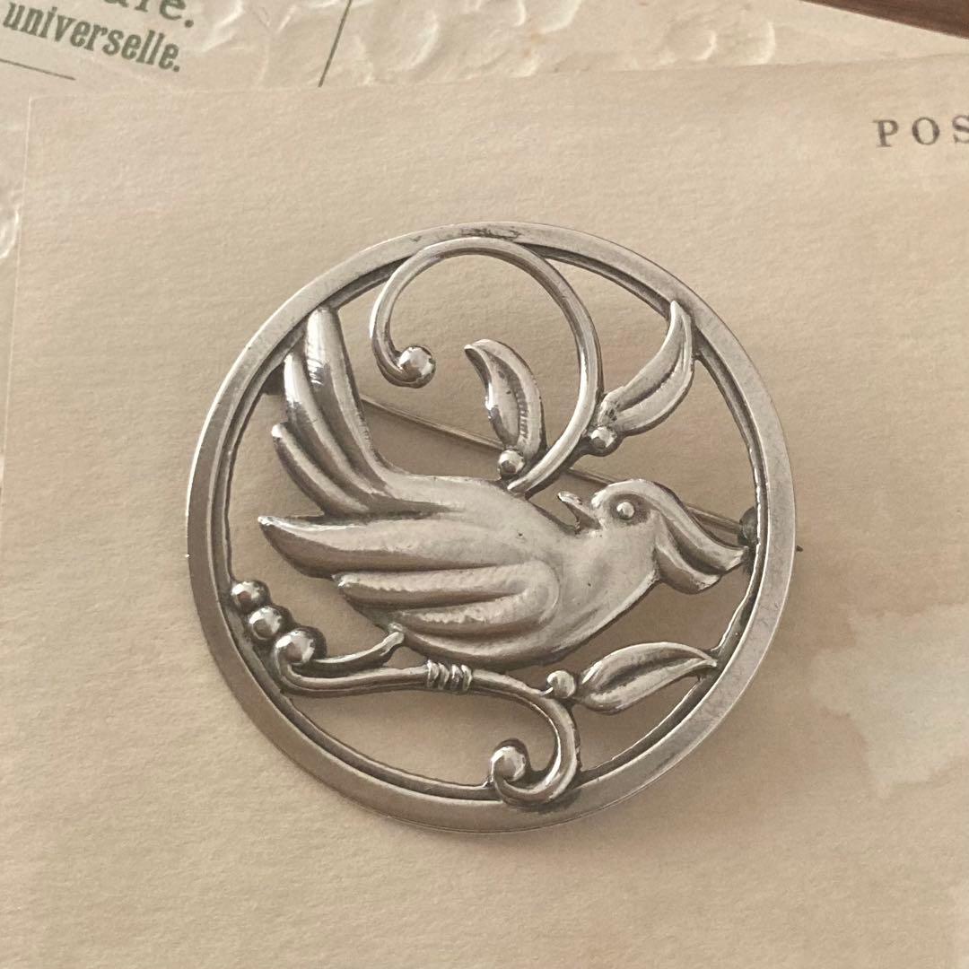 ヴィンテージ＊ブローチ　鳥　バード　シルバー　北欧　アンティーク