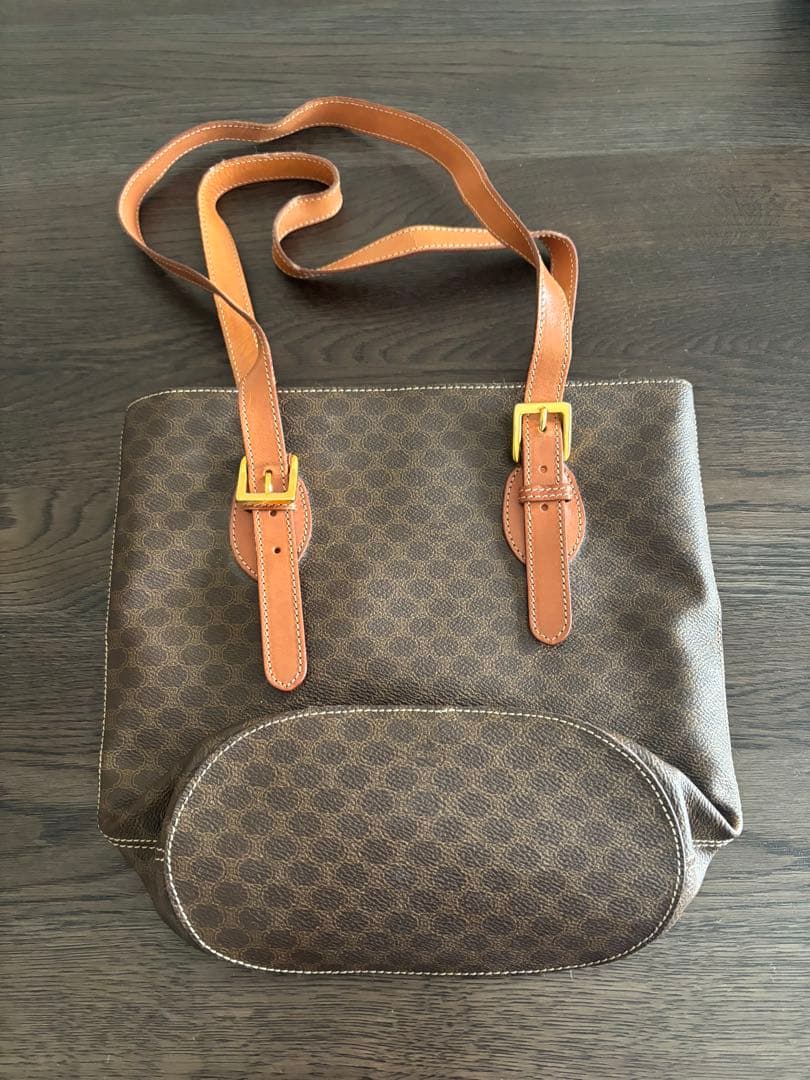 【美品】セリーヌ　トートバッグ　バケツ型　マカダム　トリオンフ　PVC　レザー