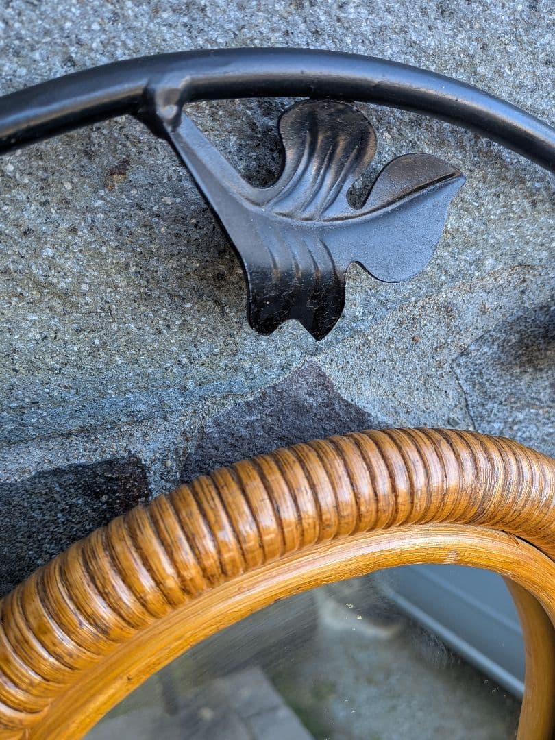 ラタン　アイアン全身姿見鏡 　スタンドミラー