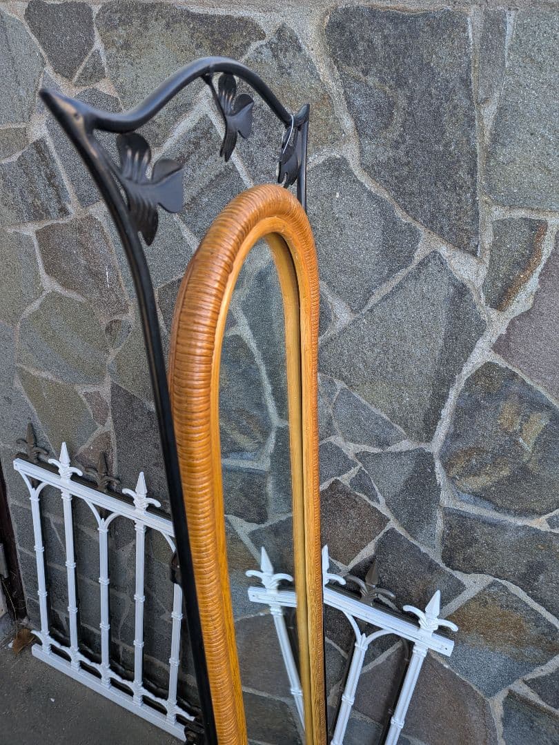 ラタン　アイアン全身姿見鏡 　スタンドミラー