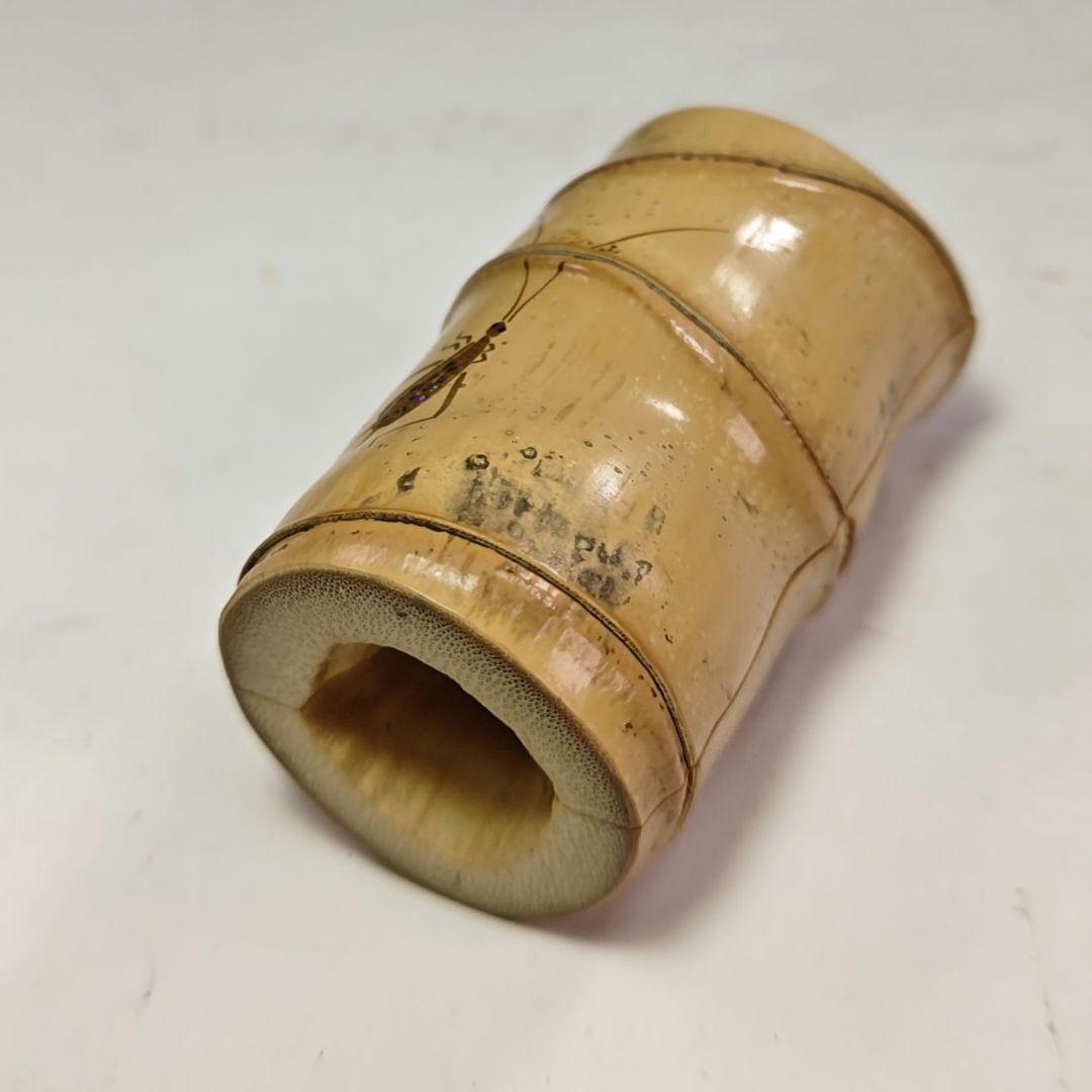 イ914 香合『中村湖彩作』『鈴虫蒔絵　布袋竹香合　共箱』茶道具