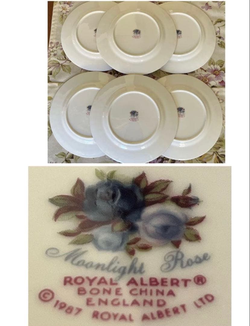 【美品】英国製　ロイヤルアルバート★ムーンライトローズ★ケーキ皿　3枚