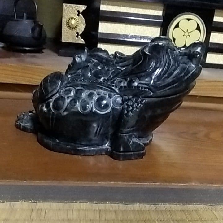 超特大7.4kg 天然石 オブシィディアン 黒曜石 貔貅(三本足蛙) 蝙蝠 亀