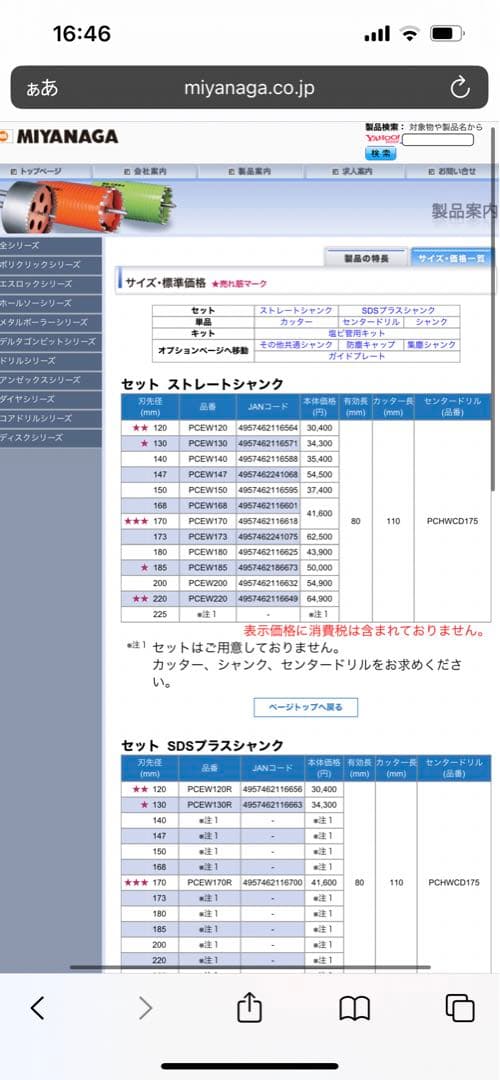 ミヤナガ　塩ビ管　コアドリルセット　φ120 ポリクリック　工具　ホールソー？