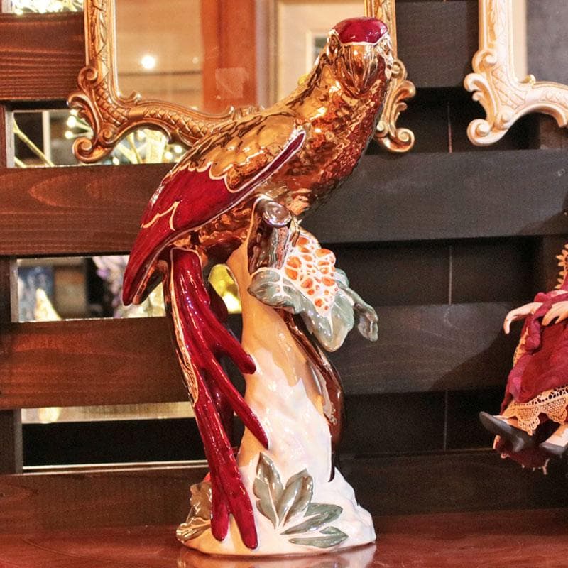 イタリア製オウムのオブジェ 鸚鵡 ゴールド 鳥 インテリア 222-926