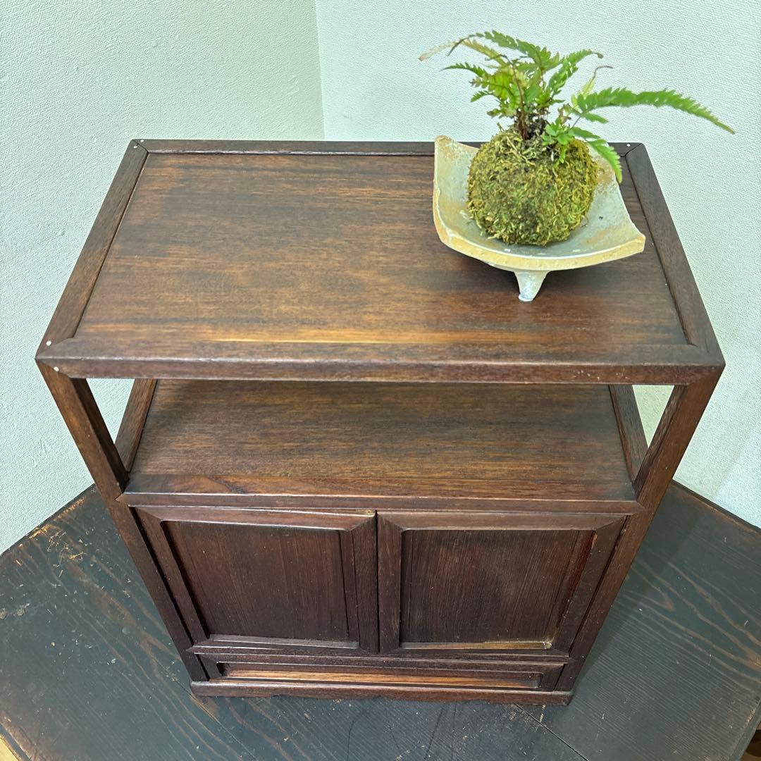 【値下げ】木製 キャビネット 両開き扉＋引き出し付き／収納棚 古家具