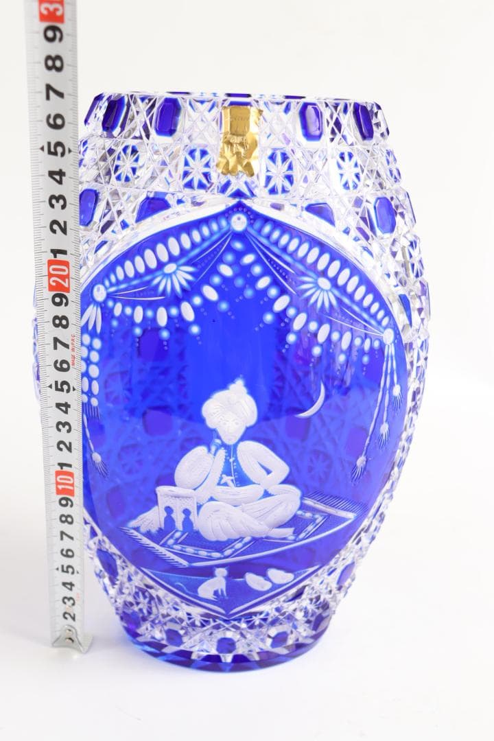マイセン クリスタル アラビアンナイト 青ガラス Meissen 花瓶