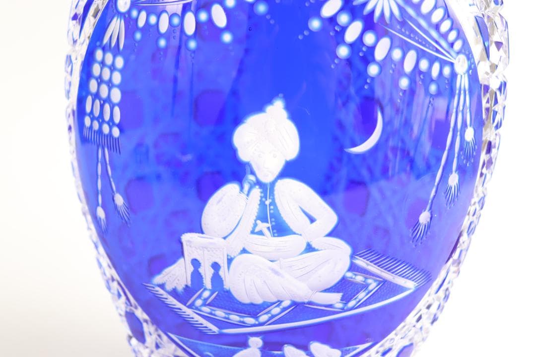 マイセン クリスタル アラビアンナイト 青ガラス Meissen 花瓶