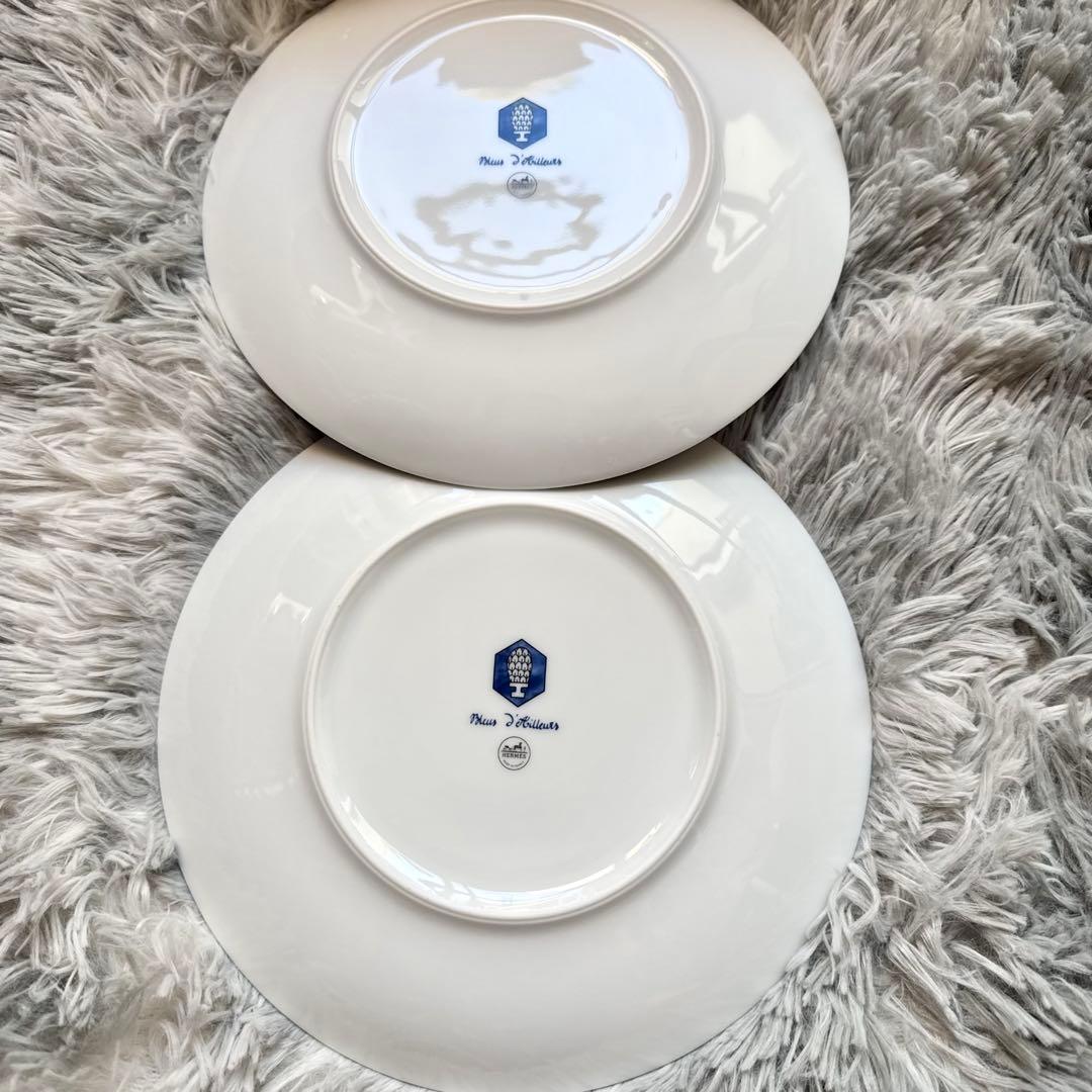 エルメス 新品未使用 デザートプレート2枚〈ブルー ダイユール〉