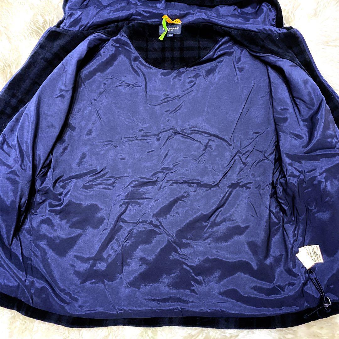 【大きいサイズ】バーバリー ゴルフ ギガチェック ベロア パーカー ネイビー