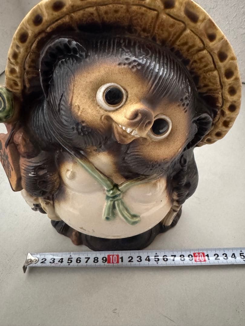 縁起物 たぬき 置物 陶器製 ペア 昭和レトロ 商売繁盛