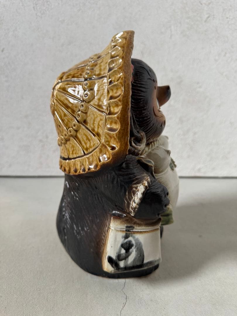 縁起物 たぬき 置物 陶器製 ペア 昭和レトロ 商売繁盛