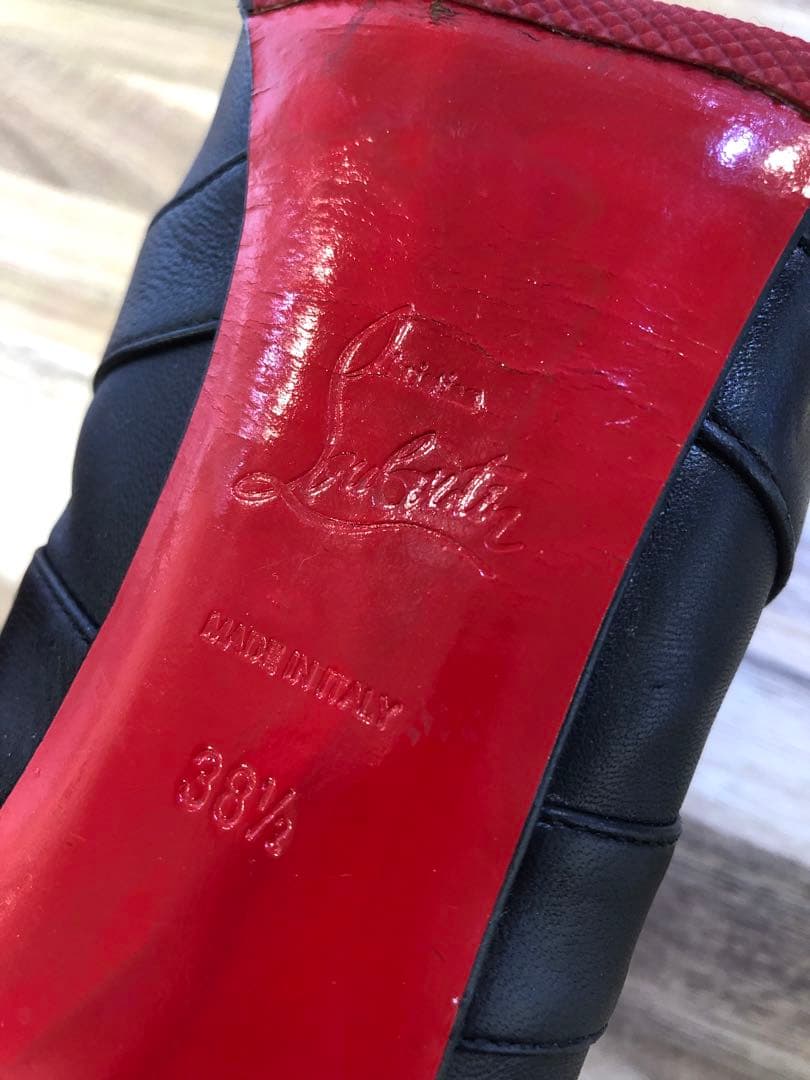 ChristianLouboutin 黒 レザー ストラップデザイン ブーツ