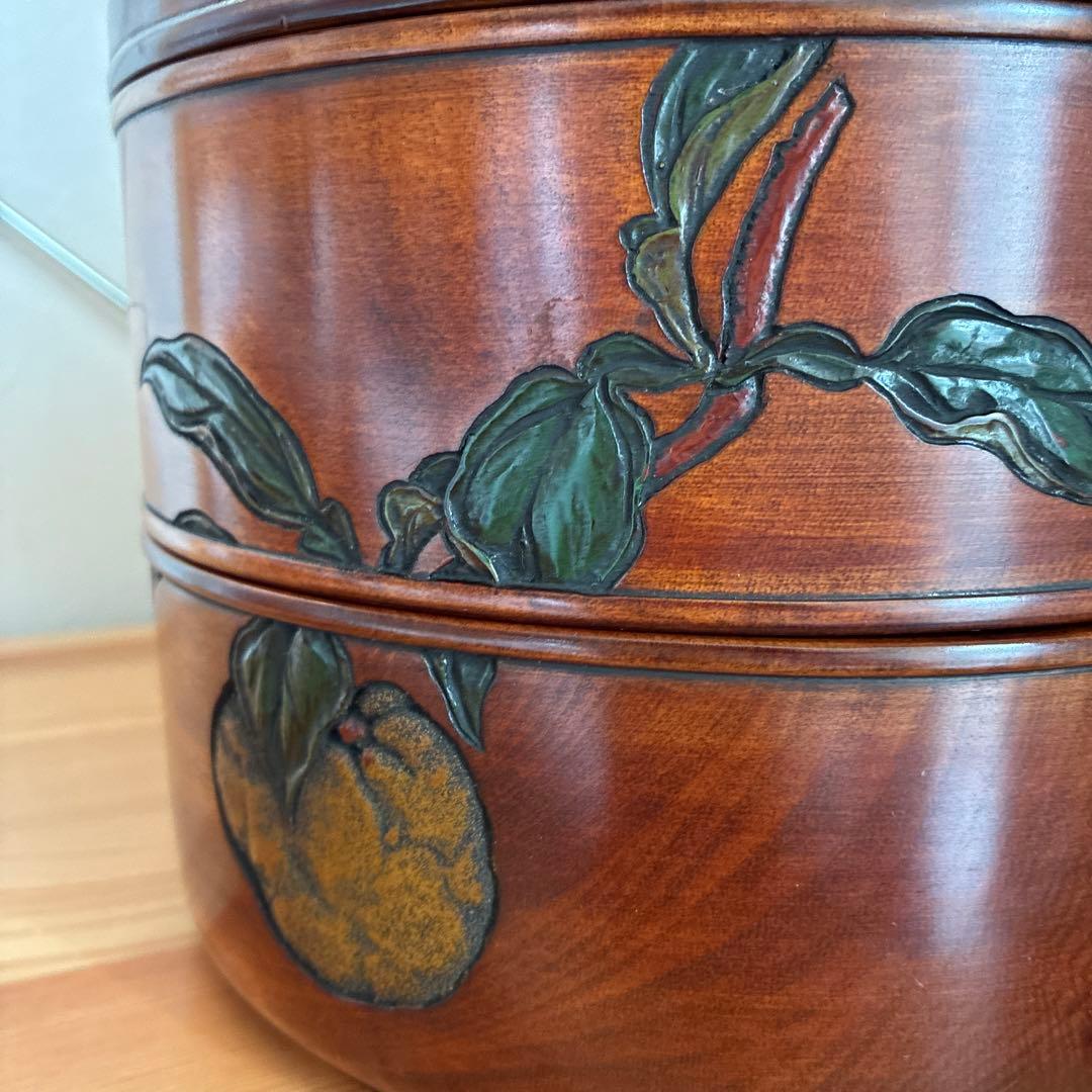 烏城彫　二段丸重　重箱　木の器　伝統工芸