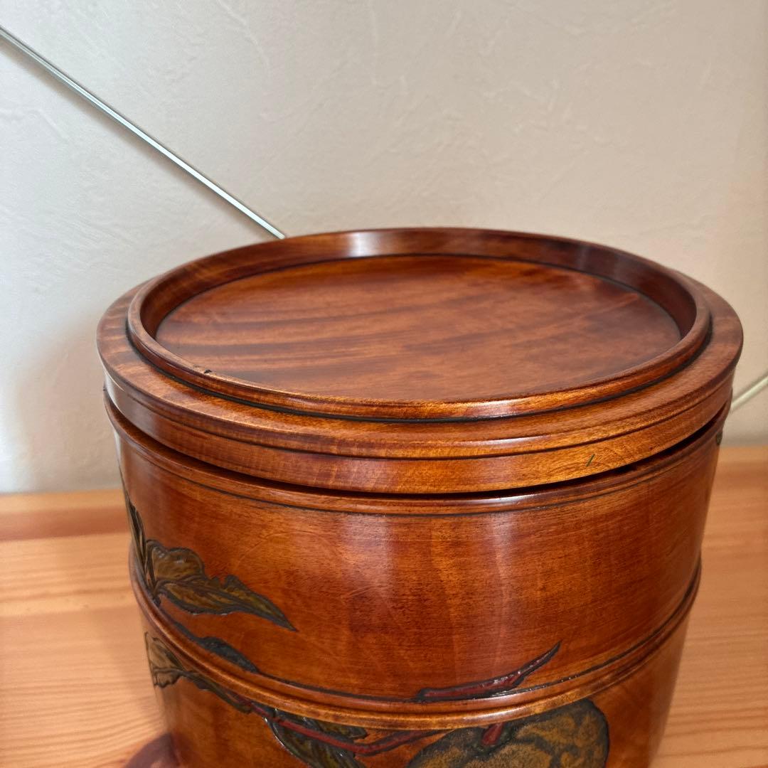 烏城彫　二段丸重　重箱　木の器　伝統工芸