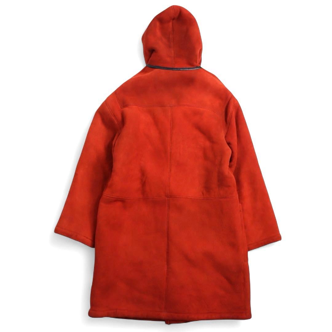 Vintage フランス製 オレンジ ラム ムートン ロング ダッフルコート