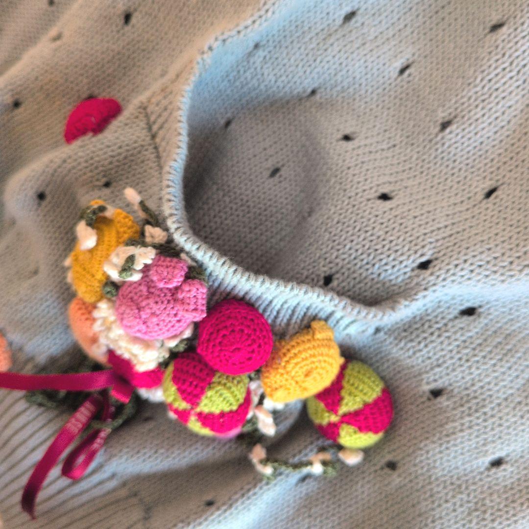 希少★PINK HOUSE　カーディガン　モチーフ編み　花　コットン