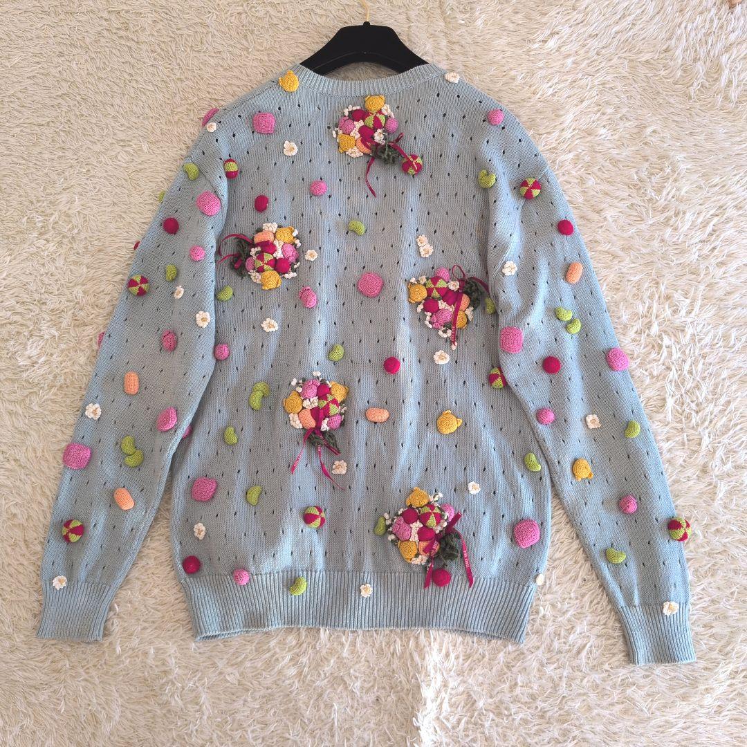 希少★PINK HOUSE　カーディガン　モチーフ編み　花　コットン