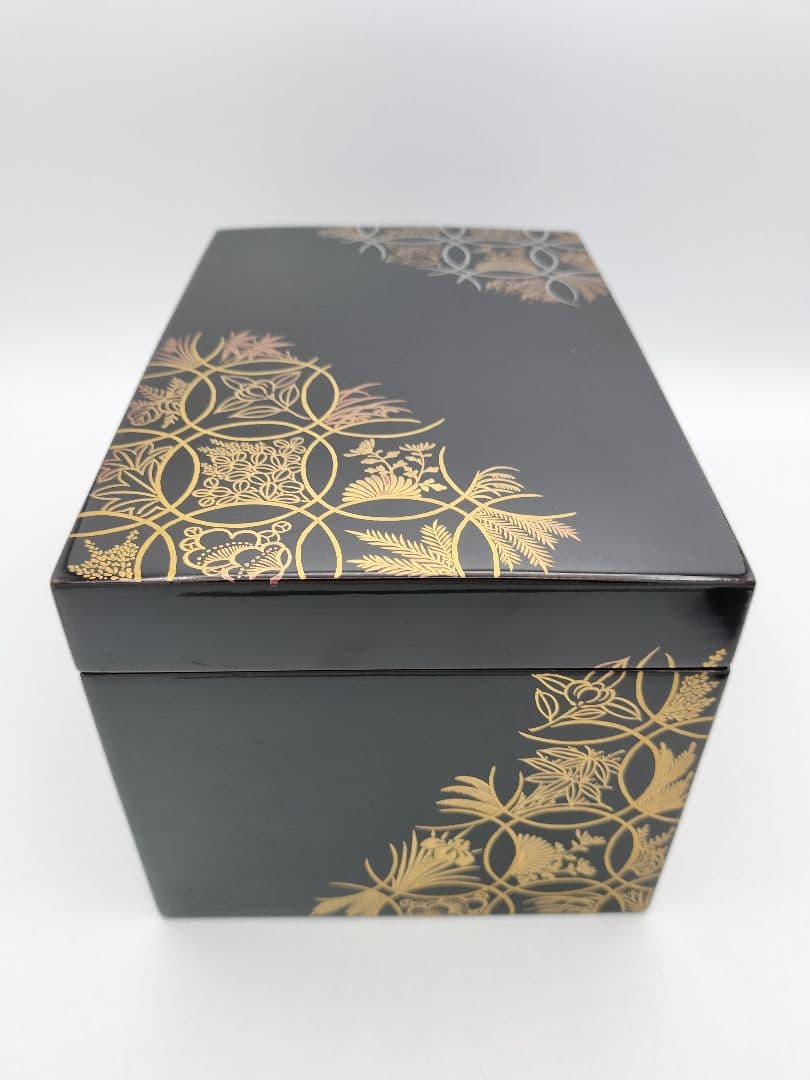 b74 茶箱 七宝四季草花 加賀蒔絵 西村松逸 茶箱 茶道具 古物