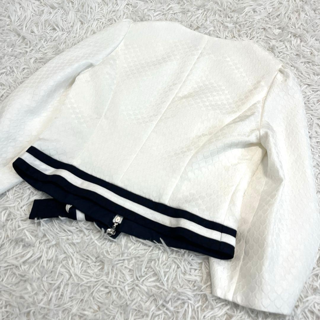 美品☆ エムズグレイシー　ノーカラージャケット　ハート　リボン　ホワイト　36