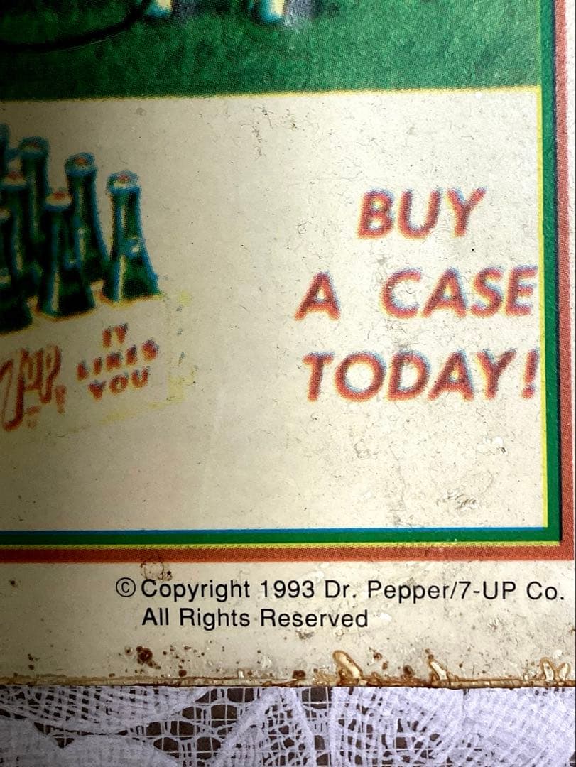 ブリキ看板　7up　セブンアップ飲料広告看板　1993年